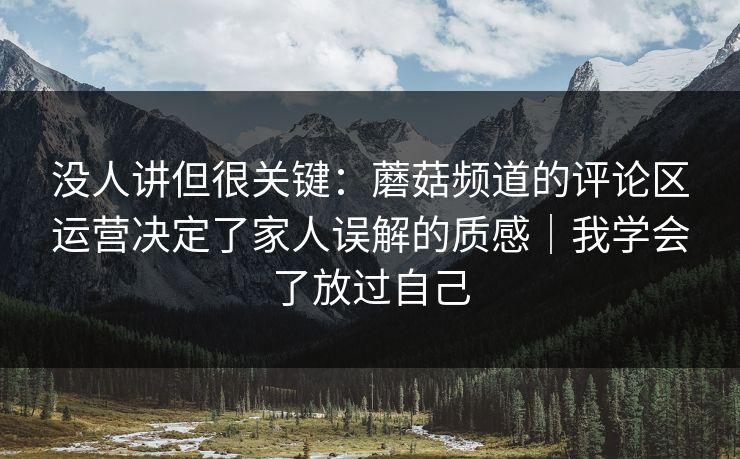 没人讲但很关键：蘑菇频道的评论区运营决定了家人误解的质感｜我学会了放过自己
