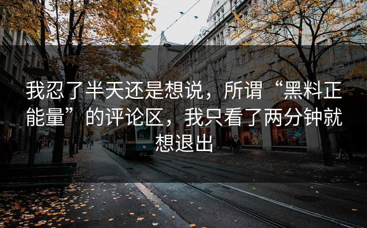 我忍了半天还是想说，所谓“黑料正能量”的评论区，我只看了两分钟就想退出